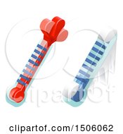 Clipart Of 3d Hot And Cold Weather Thermometers Royalty Free Vector Illustration