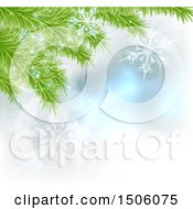 Poster, Art Print Of Background Of Christmas Tree Branches And Snowflakes