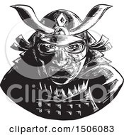 Clipart Of A Samurai Warrior Waring A Kabuto Helmet Royalty Free Vector Illustration by patrimonio