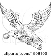 Poster, Art Print Of Sketched Bald Eagle Flying With A Hammer