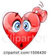 Poster, Art Print Of Confused Red Love Heart Valentine Mascot Character Scratching His Head