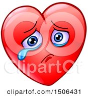 Poster, Art Print Of Red Love Heart Valentine Mascot Character Crying