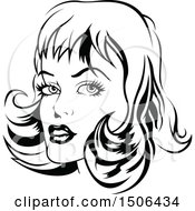 Clipart Of A Black And White Woman With Retro Styled Hair Royalty Free Vector Illustration