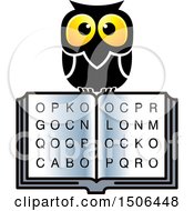 Poster, Art Print Of Wise Owl Over An Open Book With Letters