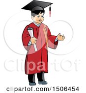 Poster, Art Print Of Boy Graduate Holding A Diploma