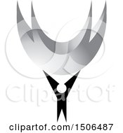 Clipart Of A Person Holding Up Swooshes Royalty Free Vector Illustration