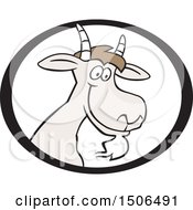Clipart Of A Happy Goat Mascot Head In An Oval Royalty Free Vector Illustration