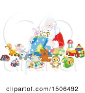 Poster, Art Print Of Scene Of Santa Stuffing Toys Into His Sack