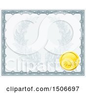 Poster, Art Print Of Vintage Certificate Design With A Gold Badge And Laurel Wreath Faded In The Center