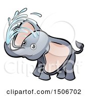Clipart Of A Playful Baby Elephant Spraying Water Royalty Free Vector Illustration