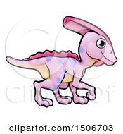 Cartoon Pink Parasaurolophus Dinosaur