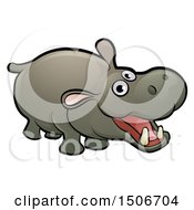 Poster, Art Print Of Cartoon Happy Hippopotamus