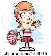 Clipart Of A Waving White Female Cheerleader Royalty Free Vector Illustration by Cory Thoman