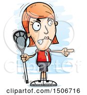 Poster, Art Print Of Mad Pointing White Female Lacrosse Player