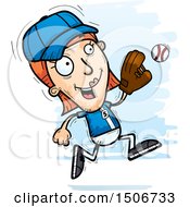 Clipart Of A Running White Female Baseball Player Royalty Free Vector Illustration