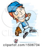 Poster, Art Print Of Jumping White Female Baseball Player