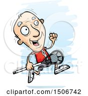 Clipart Of A Running Senior White Male Lacrosse Player Royalty Free Vector Illustration