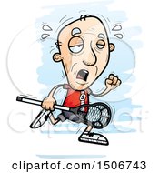 Clipart Of A Tired Senior White Male Lacrosse Player Royalty Free Vector Illustration