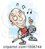 Clipart Of A Happy Dancing Senior White Male Lacrosse Player Royalty Free Vector Illustration
