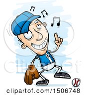 Clipart Of A Happy Dancing Senior White Male Baseball Player Royalty Free Vector Illustration