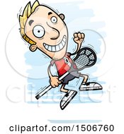 Poster, Art Print Of Jumping White Male Lacrosse Player