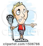 Poster, Art Print Of Mad Pointing White Male Lacrosse Player