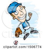 Clipart Of A Jumping White Male Baseball Player Royalty Free Vector Illustration