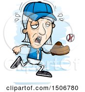 Clipart Of A Tired Senior White Female Baseball Player Royalty Free Vector Illustration