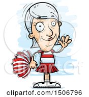 Clipart Of A Waving Senior White Female Cheerleader Royalty Free Vector Illustration by Cory Thoman