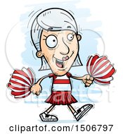 Clipart Of A Walking Senior White Female Cheerleader Royalty Free Vector Illustration by Cory Thoman