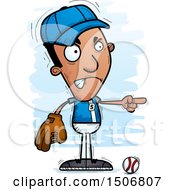 Clipart Of A Mad Pointing Black Male Baseball Player Royalty Free Vector Illustration