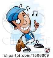 Clipart Of A Happy Dancing Black Male Baseball Player Royalty Free Vector Illustration