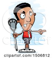 Clipart Of A Mad Pointing Black Male Lacrosse Player Royalty Free Vector Illustration