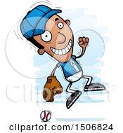 Clipart Of A Jumping Black Male Baseball Player Royalty Free Vector Illustration