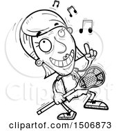 Clipart Of A Happy Dancing Senior Female Lacrosse Player Royalty Free Vector Illustration