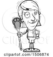 Clipart Of A Confident Senior Female Lacrosse Player Royalty Free Vector Illustration