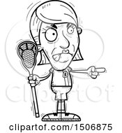 Clipart Of A Mad Pointing Senior Female Lacrosse Player Royalty Free Vector Illustration