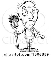 Poster, Art Print Of Black And White Sad Senior Male Lacrosse Player
