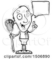Clipart Of A Black And White Talking Senior Male Lacrosse Player Royalty Free Vector Illustration