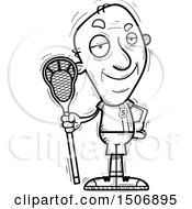 Clipart Of A Black And White Confident Senior Male Lacrosse Player Royalty Free Vector Illustration