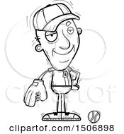 Clipart Of A Black And White Confident Senior Male Baseball Player Royalty Free Vector Illustration