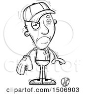 Clipart Of A Black And White Sad Senior Male Baseball Player Royalty Free Vector Illustration
