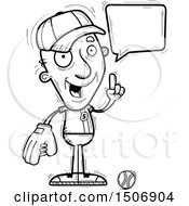 Clipart Of A Black And White Talking Senior Male Baseball Player Royalty Free Vector Illustration