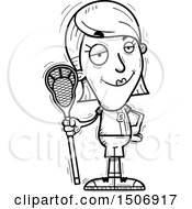 Clipart Of A Black And White Confident Female Lacrosse Player Royalty Free Vector Illustration