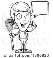 Clipart Of A Black And White Talking Female Lacrosse Player Royalty Free Vector Illustration