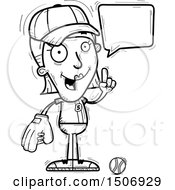 Clipart Of A Black And White Talking Female Baseball Player Royalty Free Vector Illustration
