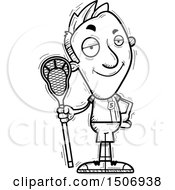 Clipart Of A Black And White Confident Male Lacrosse Player Royalty Free Vector Illustration
