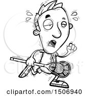 Clipart Of A Black And White Tired Male Lacrosse Player Royalty Free Vector Illustration