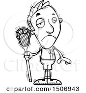 Clipart Of A Black And White Sad Male Lacrosse Player Royalty Free Vector Illustration