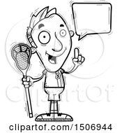 Clipart Of A Black And White Talking Male Lacrosse Player Royalty Free Vector Illustration